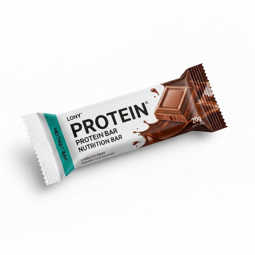 Protein bar with modern packaging and chocolate flavor